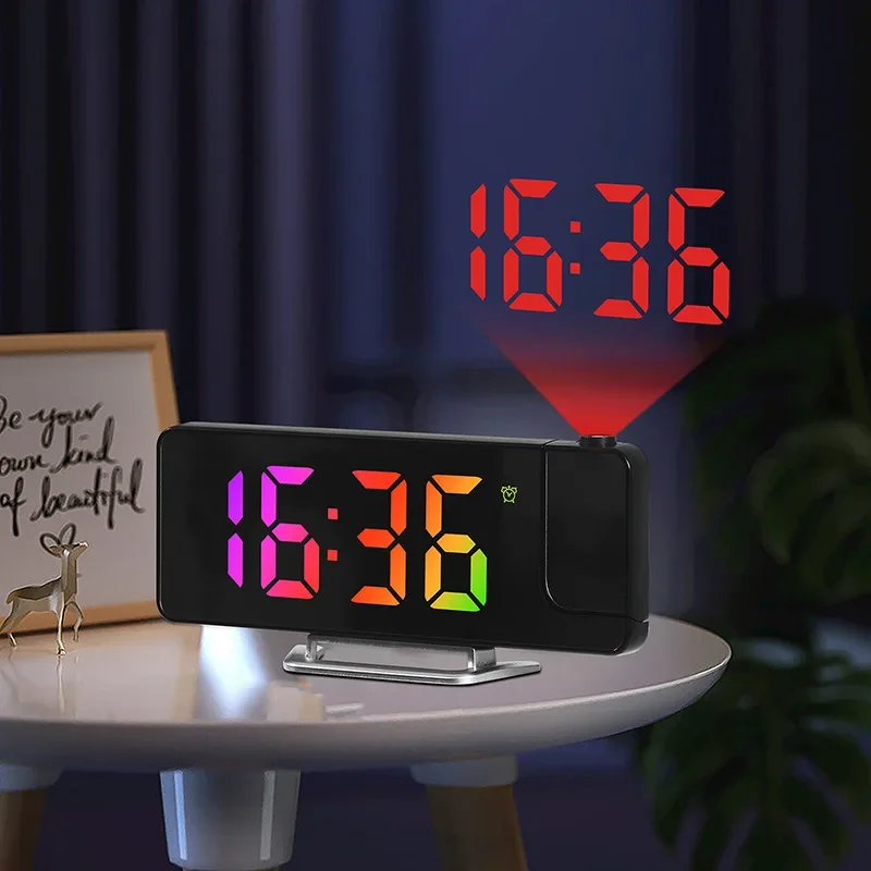 Projection Digital Alarm Clocks 180° Rotation Time Temperature Projector LED Table Clocks Home Ornaments Desktop Decoration