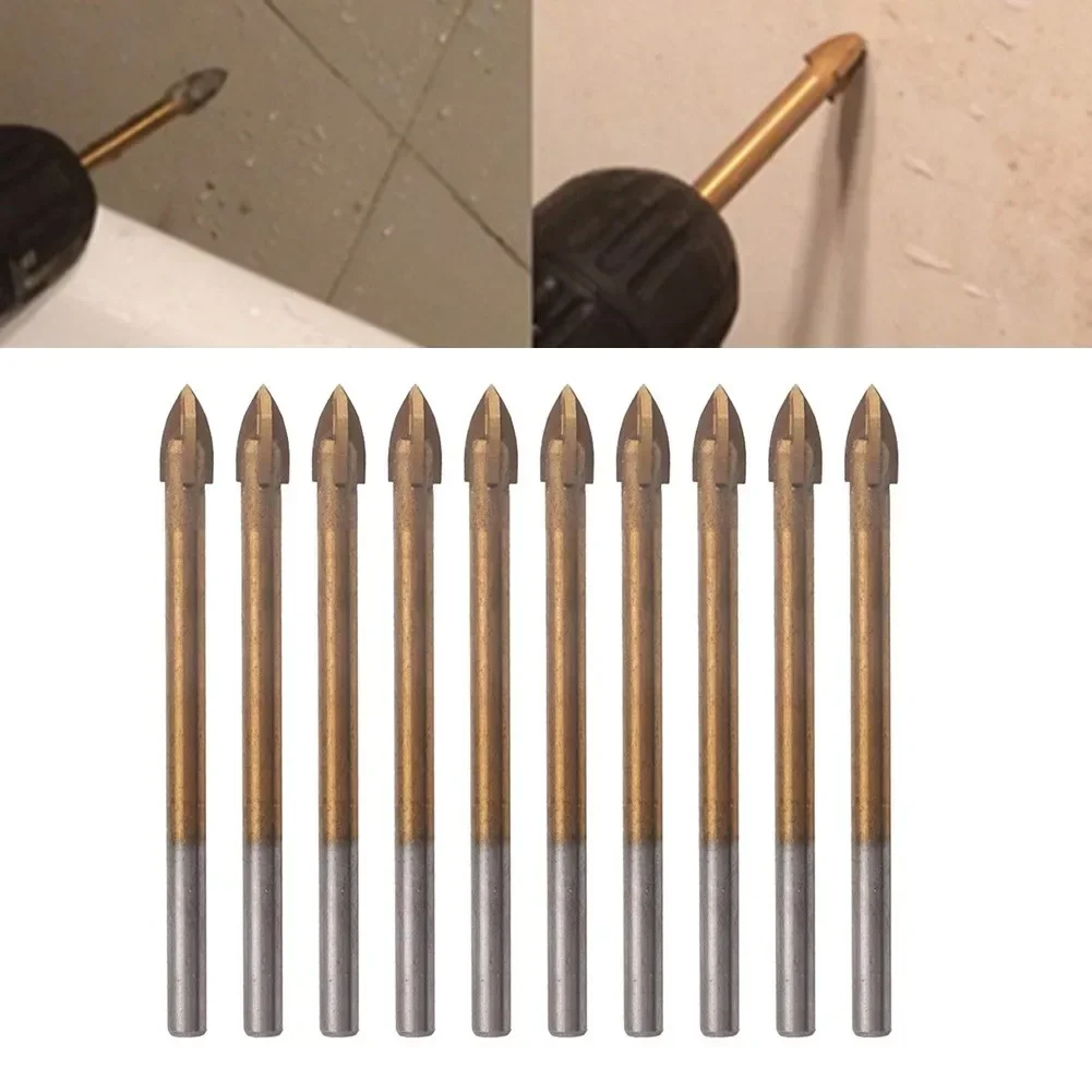 

10 X Glass Drill Bit 6mm Diameter Cross Spear Point Head Fast Opening Speed Suitable For Ceramics Granite Tiles