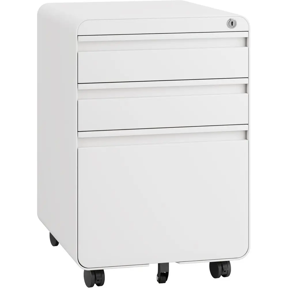 

Mobile Under Desk Storage Cabinet with Lock, Letter/Legal Size, Fully Assembled, Small Short Veal Metal Rolling Filing Cabinet f