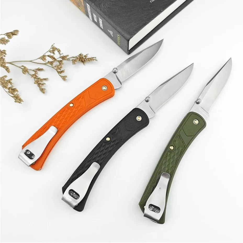 3 Styles BK 110 Slim Select Folding Hunter Pocket Knife 40C Steel Clip Point Blade Nylon Fiber Handle Outdoor Camping Knife