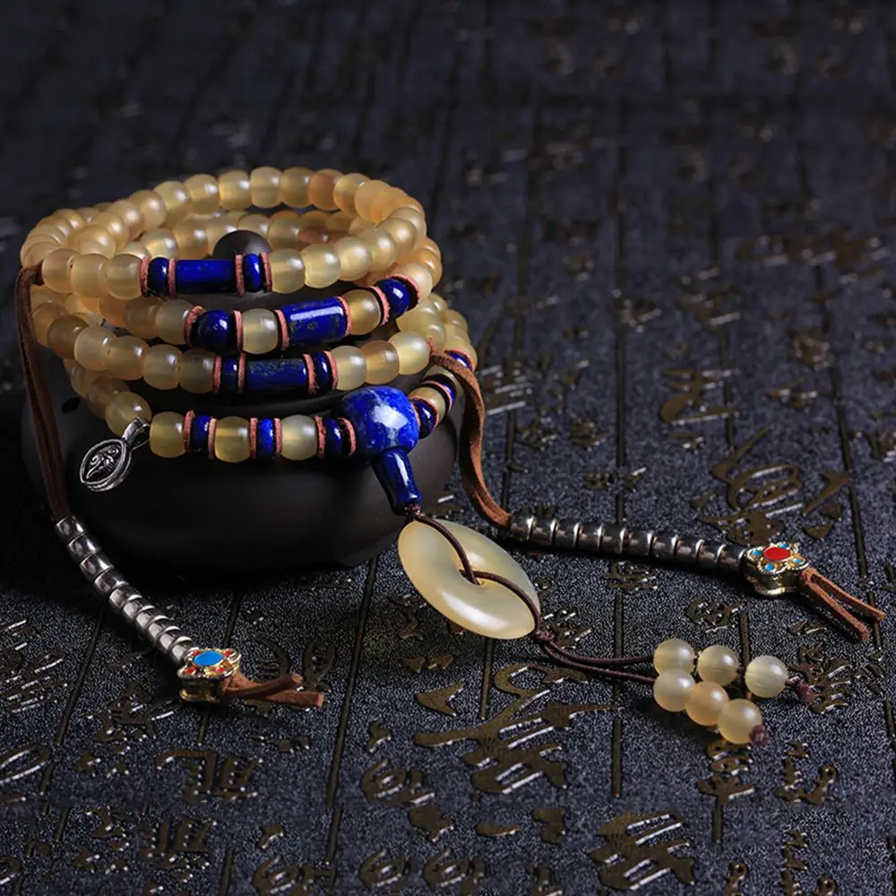 UMQ Natural Tibetan Horn Bracelet 108 Beads Bracelet Women's Necklace Men's Beads Accessories Crafts Ornament