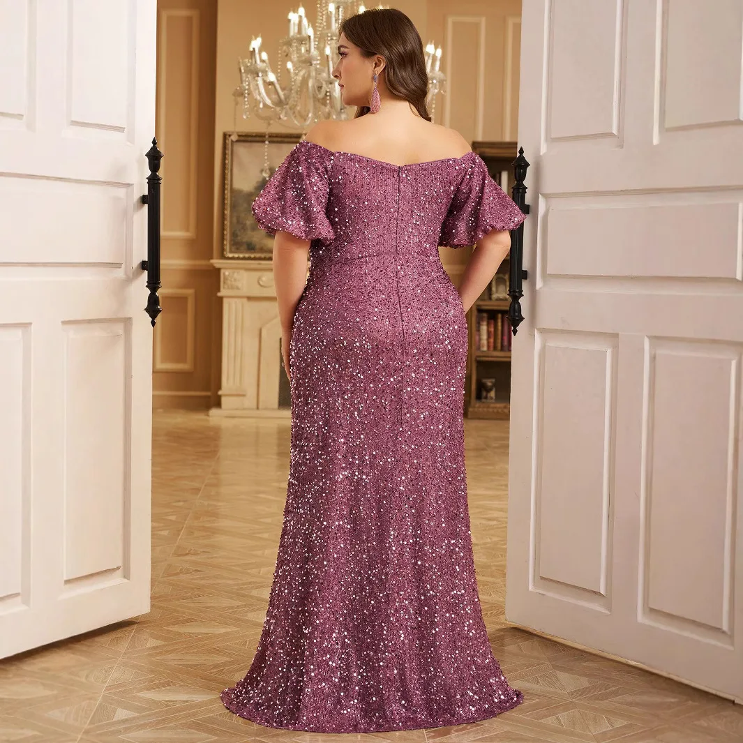 

iny Sequin One-oulder Bodycon High Slit Evening Dr Summer Thi High Waist Me Fabric Evening Gown Women's Dr