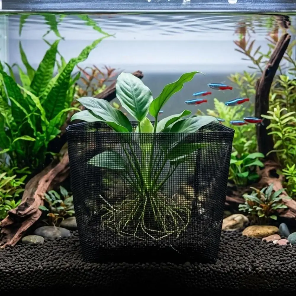 PVC Aquatic Planting Basket Fine Mesh Breathable Structure Aquatic Plant Pot Reusable Water Permeable Water Plant Basket