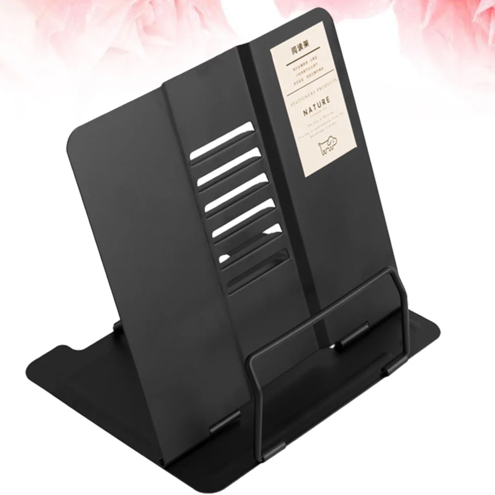 

Portable Black Metal Reading Bracket Adjustable Book Reading Shelf Tablet Holder for Home Office Outdoor
