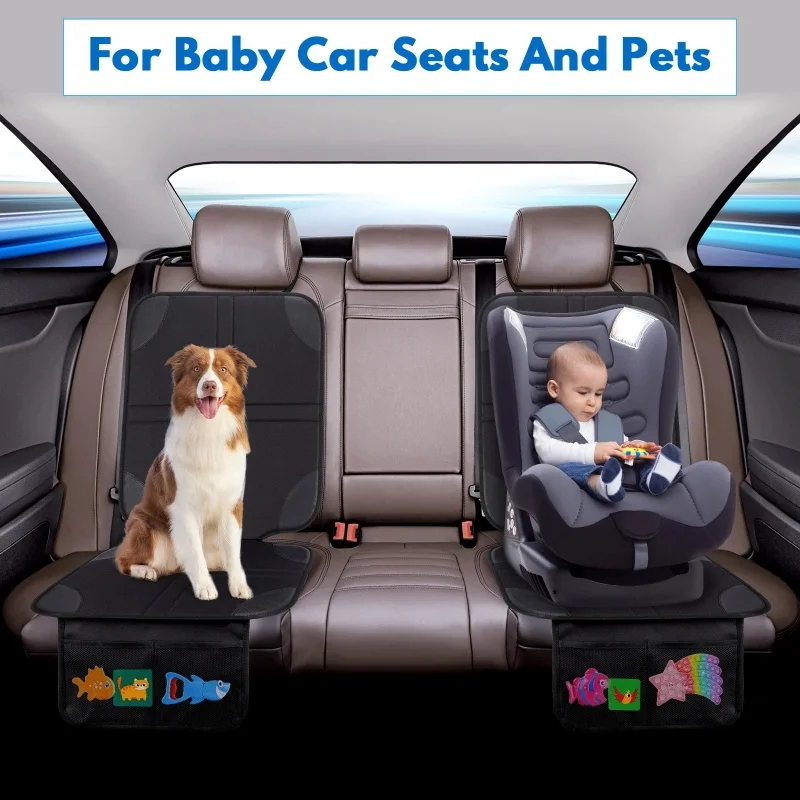 Car Seat Protector, Padding Seat Protector Under Baby Car Seat, Waterproof Non-Slip Seat Cover for Child and Pet with Pockets.