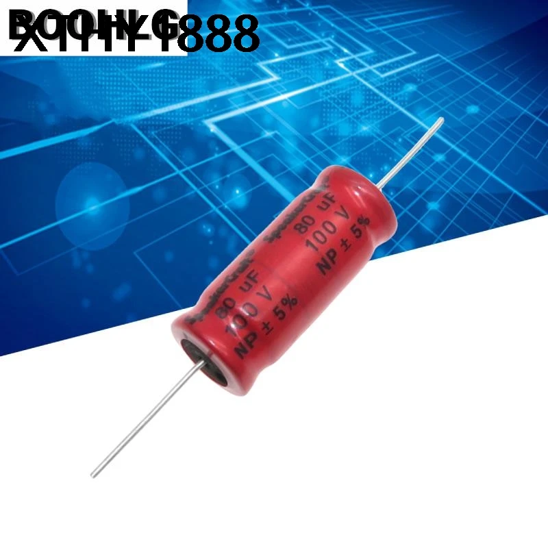 5PCS Hongpao fever audio frequency division axial non-polar electrolytic capacitor 100v 80uf 13X31mm