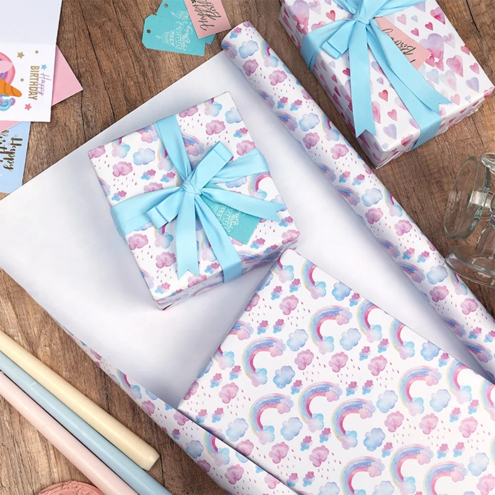 

Милый розовый бант, упаковочная бумага для подарка на день рождения, детский мешок для конфет, декоративная бумага «сделай сам», чистая свежая подарочная упаковка