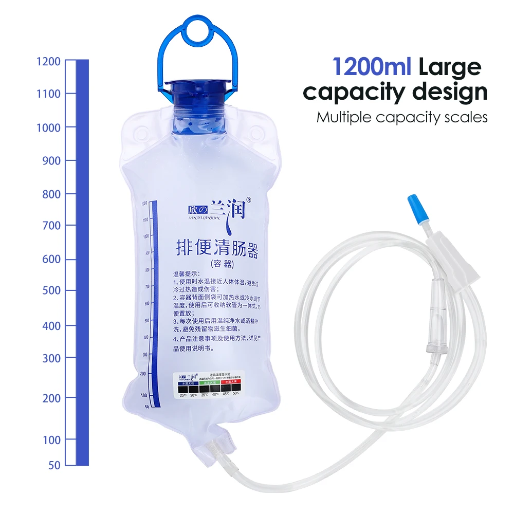 1200ml Enema Bag Cleaning Kits Set Household Cleaner Back Court Vaginal Irrigator Intestinal Cleaner Female Hygiene Flushing Bag