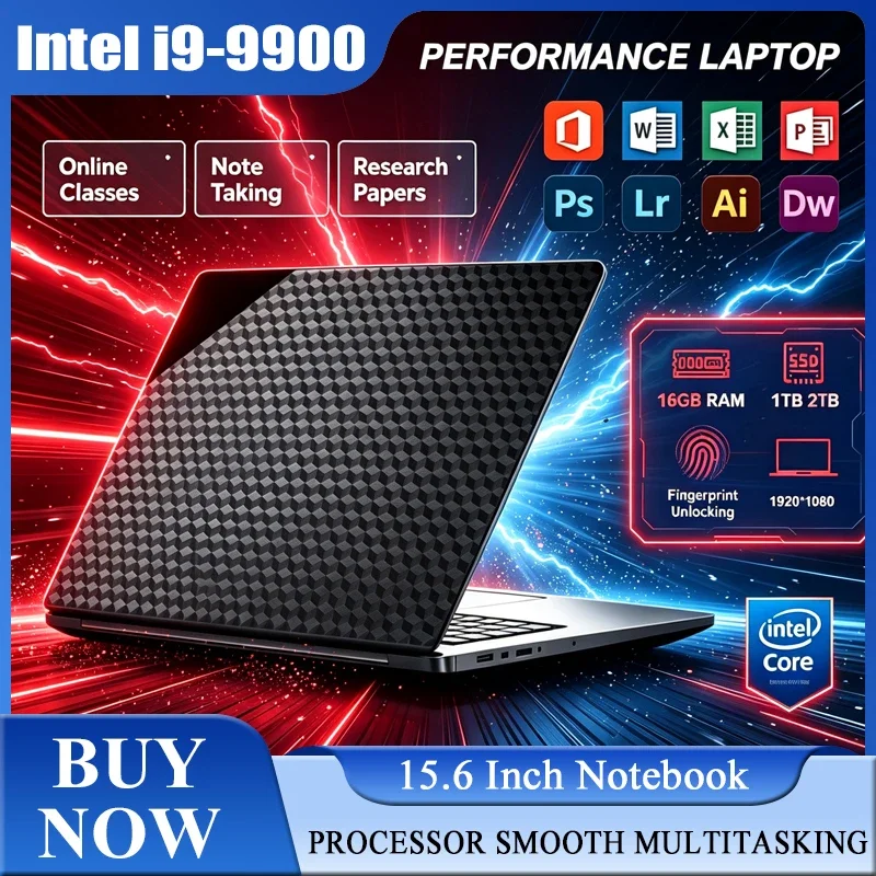 2026 New 15.6'' Laptop Intel Core I9-9900 32GB 2TB Gaming PC Ultra Slim Office Study Computer PC Windows 11 Pro 1920*1080 HD