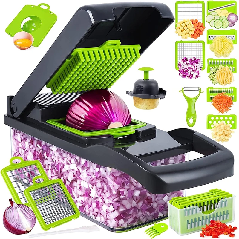 

Vegetable Chopper Multifunctional 15-in-1 Food Choppers Onion Chopper Vegetable Slicer Cutter Dicer Veggie chopper with 7 Blades