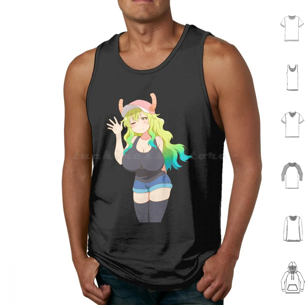 Sexy Lucoa ( Quetzalcoatl ) Lewd Boobs Dragon Maid Busty Hentai Ecchi Tank Tops Vest Sleeveless Quetzalcoatl Waifu