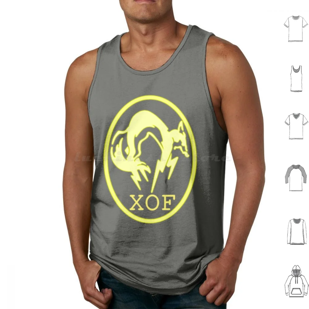 Xof Logo-Yellow Tank Tops Print Cotton Fox Xof Metalgear Metal Gear Solid Groundzeros Ground Zeros Hideo Kojima