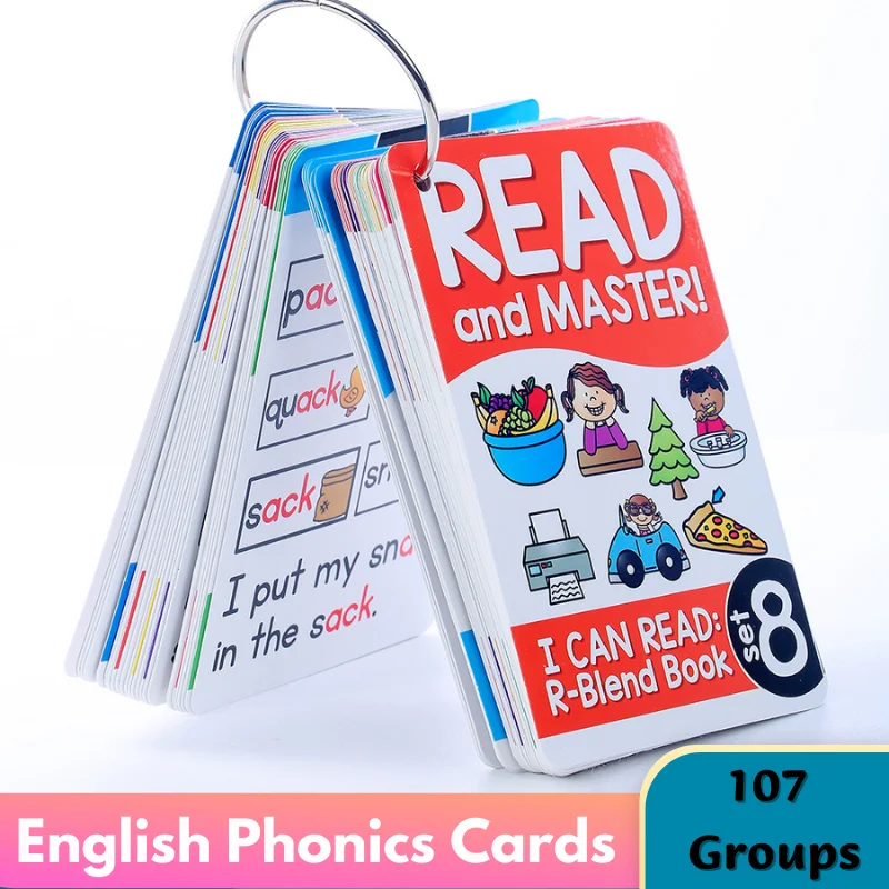 English Phonics Flashcards for Kids Montessori Learning English Words Card Educational Cognitive Games Children Toys for Memory