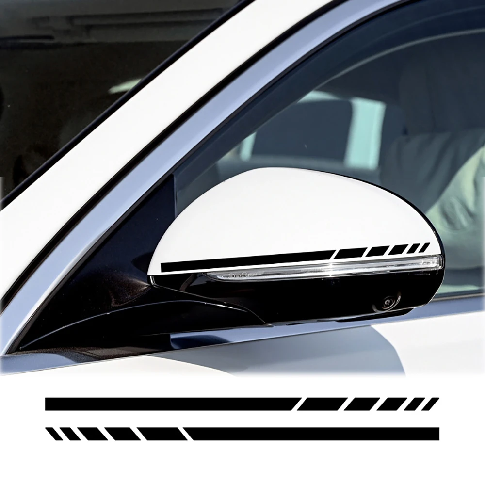 2PCS Stripes Sticker Rearview Mirror Decal For Mercedes Benz A B C E CLA S V R ML AMG W176 C117 W205 W204 W213 W212 C253 Decal