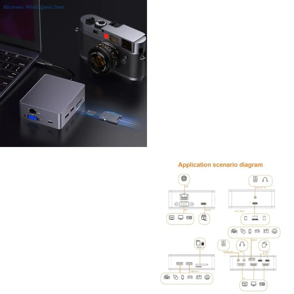 A3PD 16 in 1 Multiple Port Docking Station 4K HDTV DisplayPort Double Monitor Support Metal USB Hubs