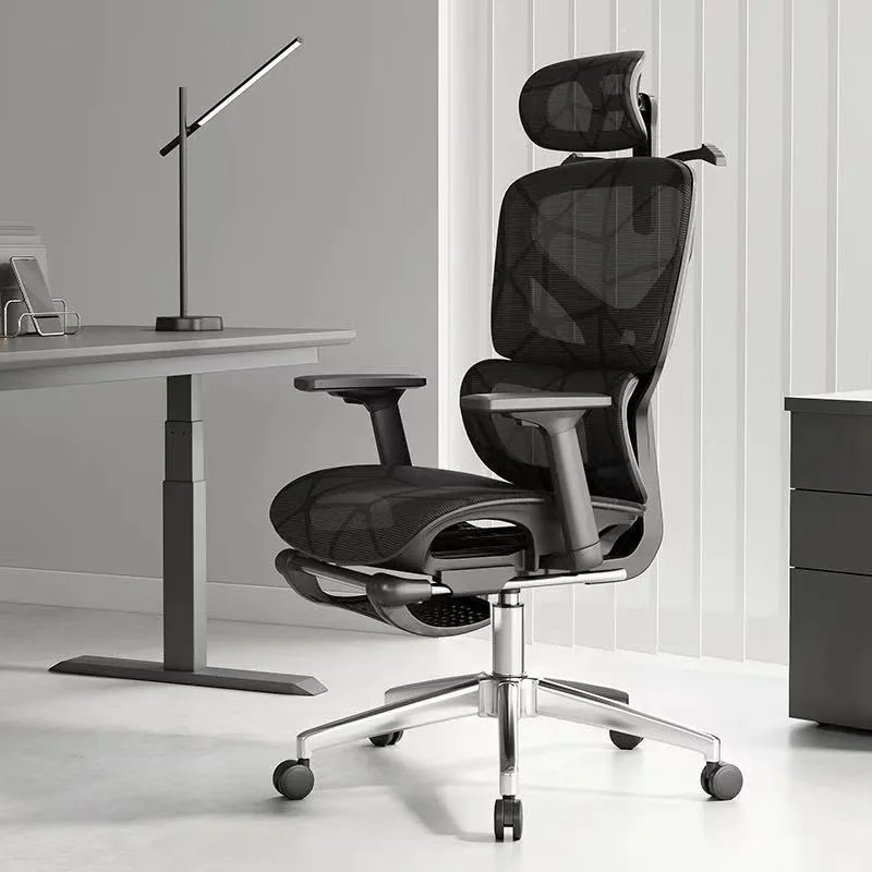 Adjustable Ergonomic Mesh Office Chair, Breathable High Back Computer Desk Chair with 6D Lumbar Support & Retractable Footrest