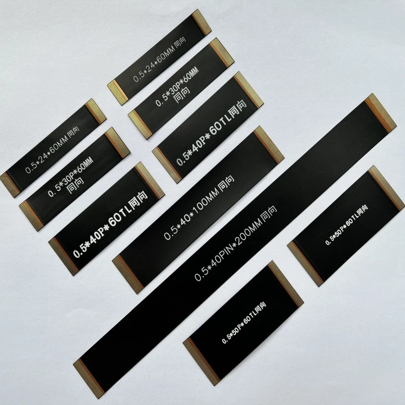 1PCS FPC black electromagnetic shielding film soft cable 0.5 pitch LCD screen test line 6P-96P electromagnetic film cable