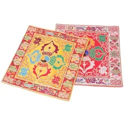 2 Pcs Diamond Bell Cushion Mats for Ritual Implement Creative Singing Bowl Cushions Embroidered