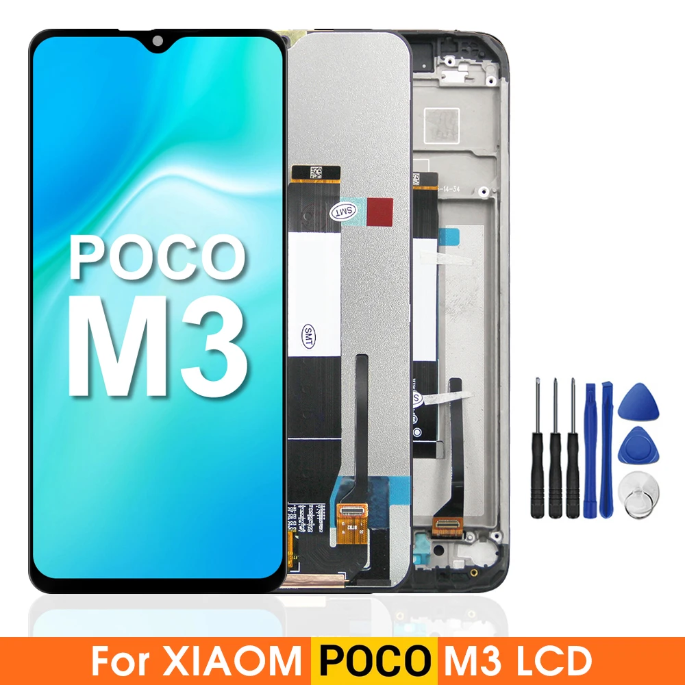 

6.53" Original Poco M3 Display Screen With Frame, For Xiaomi Poco M3 M2010J19CG M2010J19CI LCD Display Touch Screen Digitizers