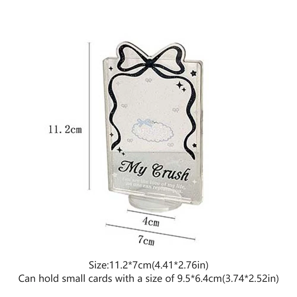 Desktop Decoration Korean Style Card Holder Bowknot Transparent Student Card Cover Acrylic Polaroid Photo ID Card Holders