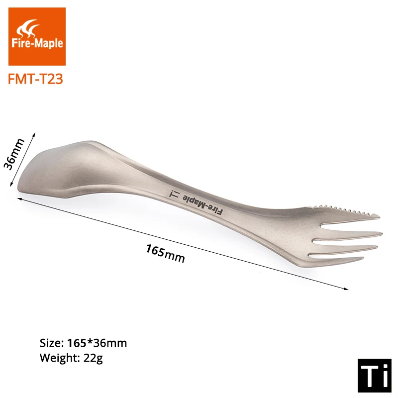 Fire Maple Three In One Titanium Outdoor Lightweight Portable Climbing Camping Trip Travel Fork Cutlery Spork FMT-T23