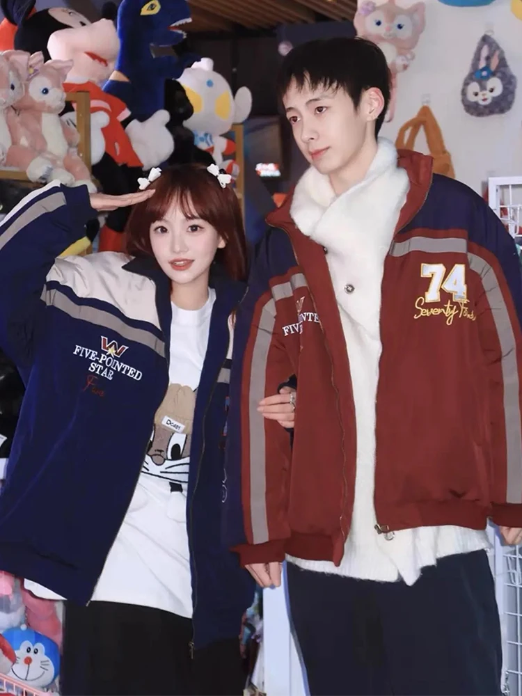 Korea Embroidery Design Cotton Jackets Coats Tops Winter Streetwear Fashion Patchwork Loose Chaquetas Casual Women Parkas Abrigo