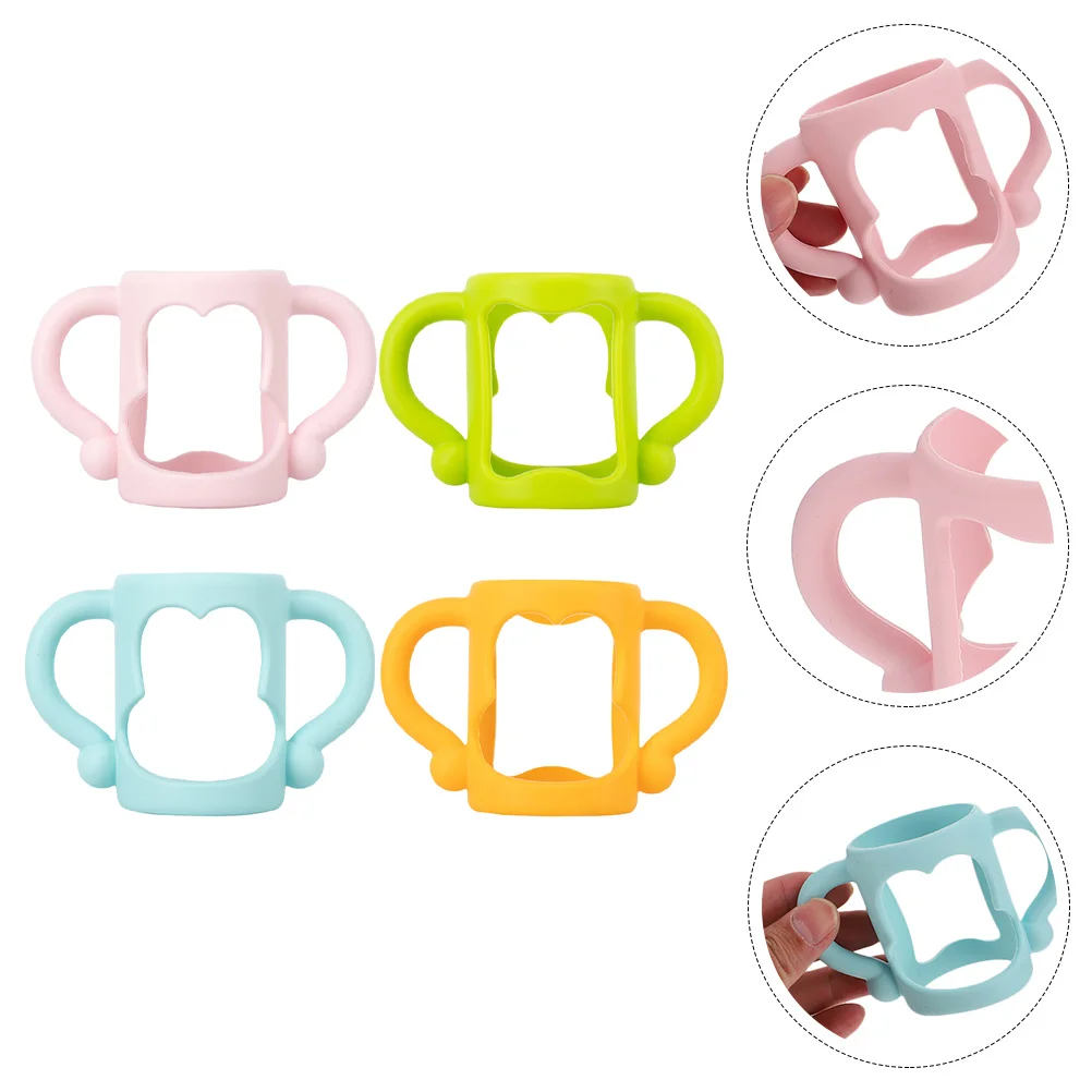 4 Pcs Water Bottle Carrier Baby Bottles Silicone Sleeve Silica Gel Feeding Handles Grip