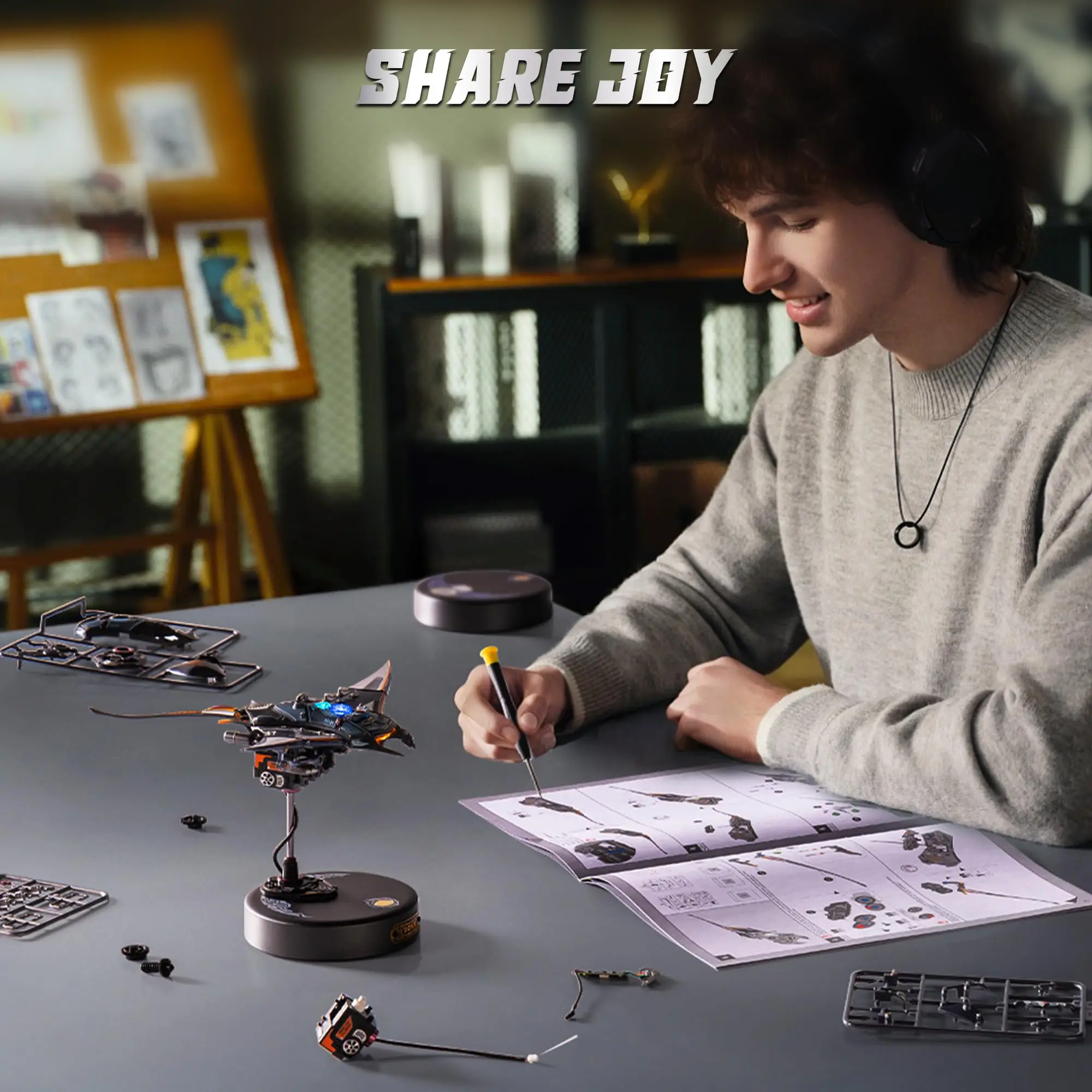 مجموعة ألغاز ميكانيكية ثلاثية الأبعاد من Rokr Manta Ray نمط Cyberpunk نموذج تحدي DIY مشروع فريد ديكور سطح المكتب هدية للبالغين