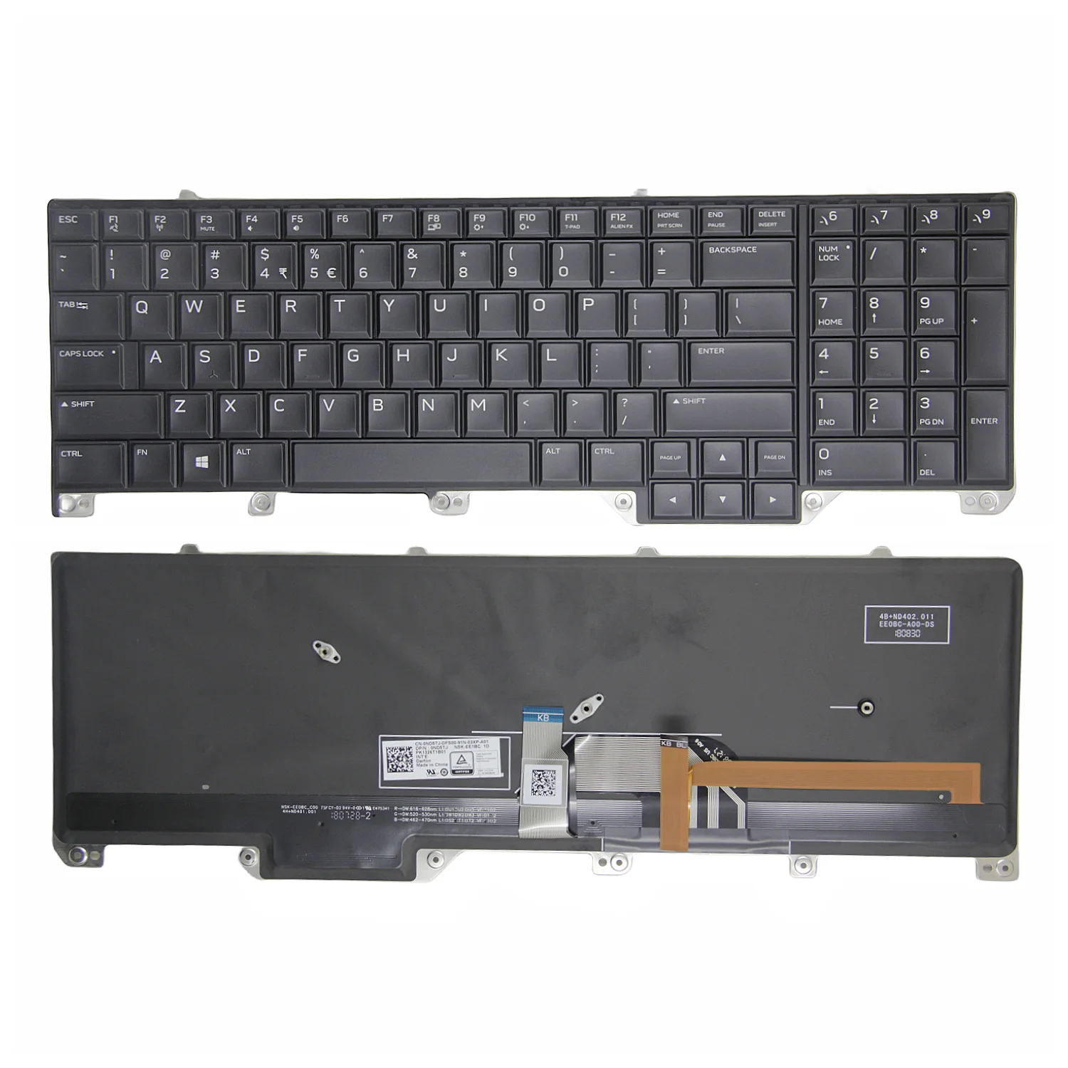 100%New US Original Keyboard For DELL For Alienware 17 R4 P31E 0WN4Y PK131QB1A00 V155725AS1 NSK-EE0BC 01 English RGB Backlit