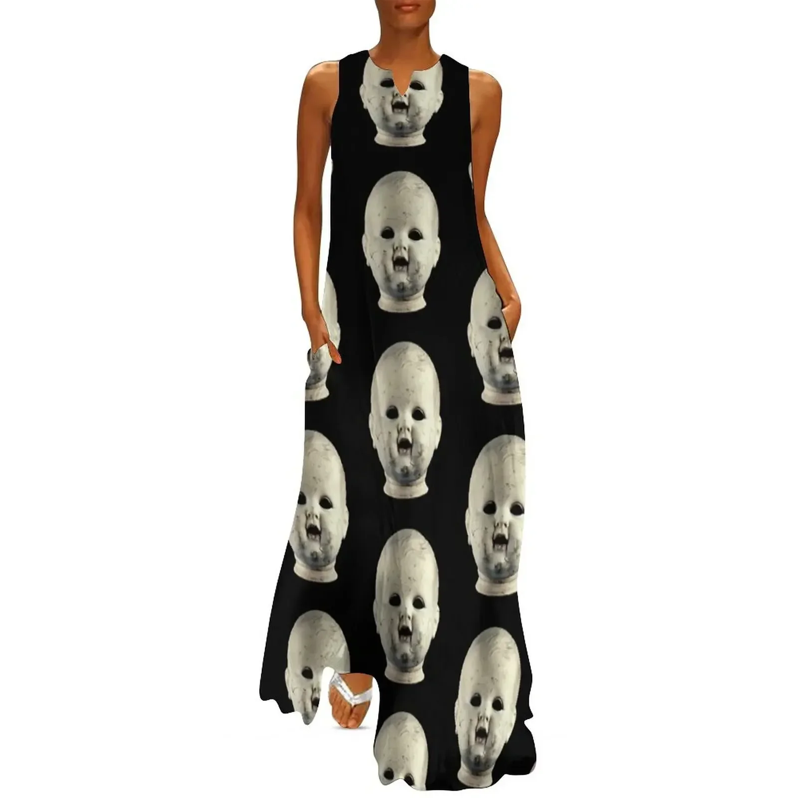 

Spooky Vintage Scary Evil Doll Head from Hell Long Dress women formal occasion dresses summer dresses Dress
