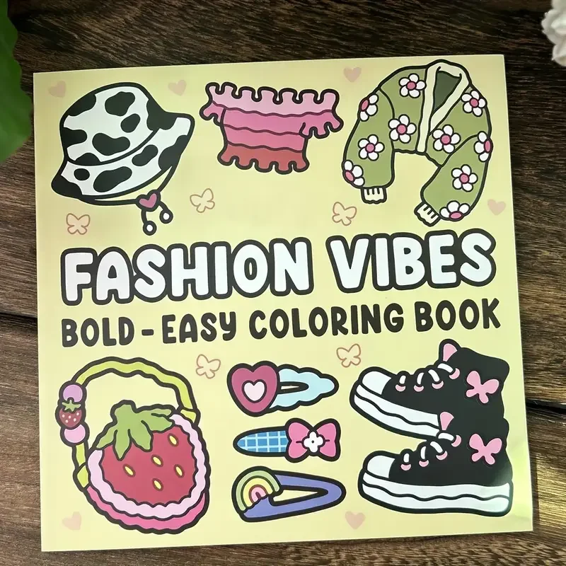 Fashion Vibes Bold & Easy Coloring Book for Adults and Teens - 22 Pages, Mixed Color Paper, Stress Relief, Emotional Release