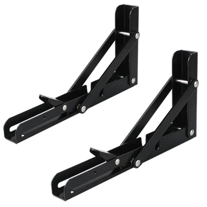 2PCS 8-20 Inch Black Triangle Folding Angle Bracket Heavy Support Adjustable Wall Shelves Mounted Table Shelves Home Hardware