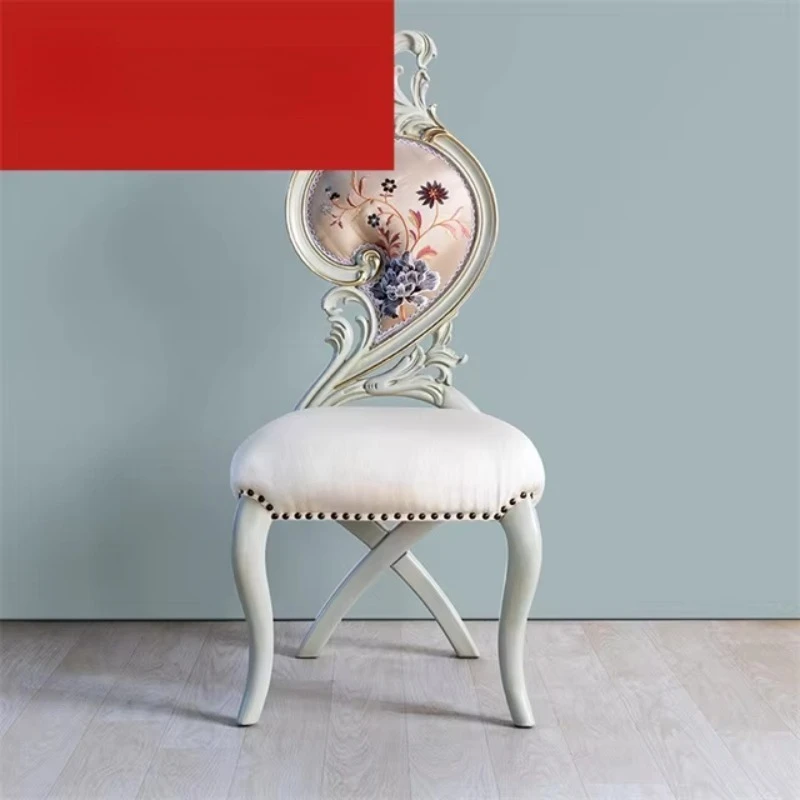 French-style Light Luxury Solid Wood Vanity with Mirror, High-end Carved Princess Neoclassical Dressing Table