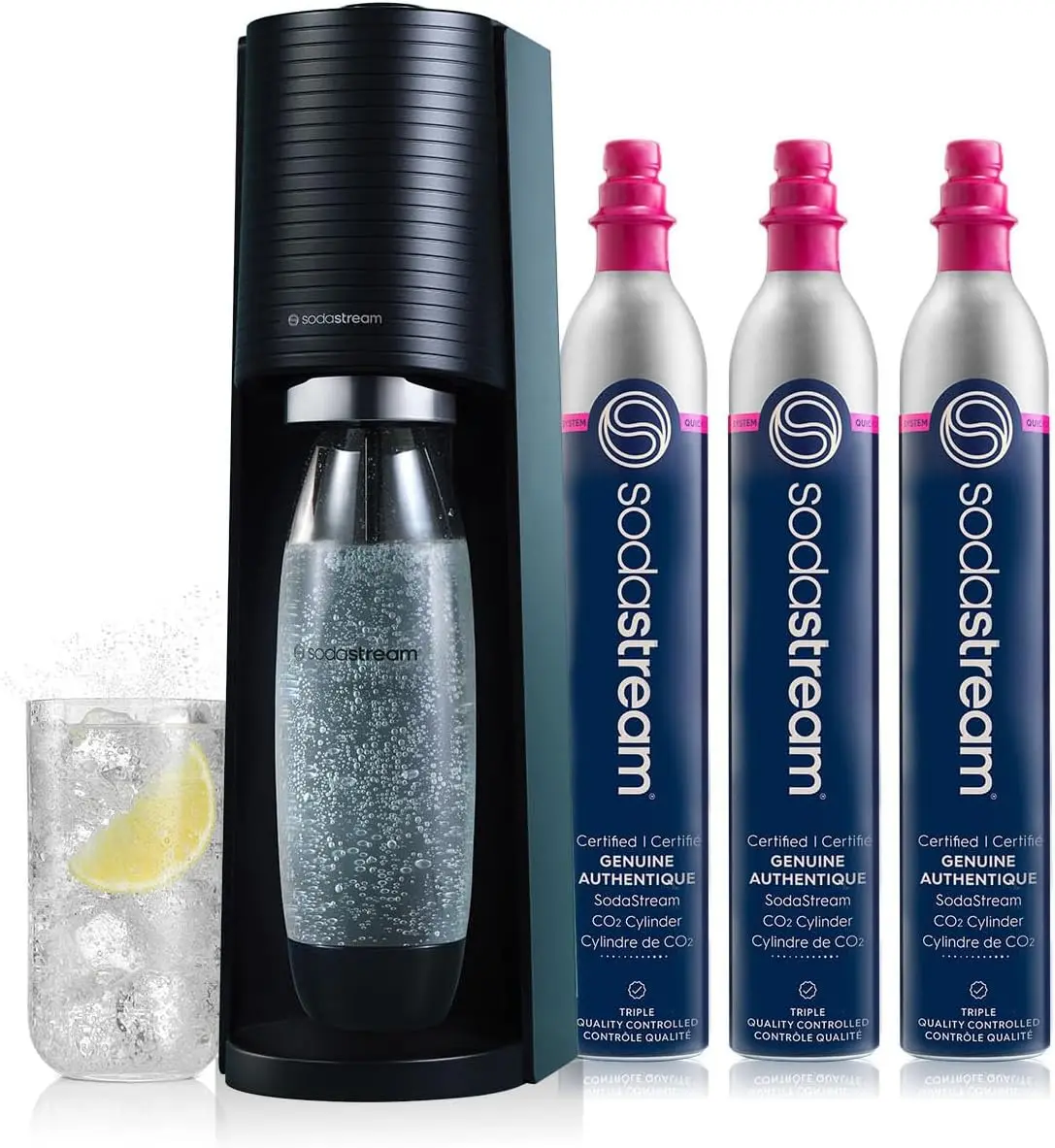 

Terra Sparkling Water Maker Bundle in Black - includes 3-Pack CO2 and Carbonating Bottle