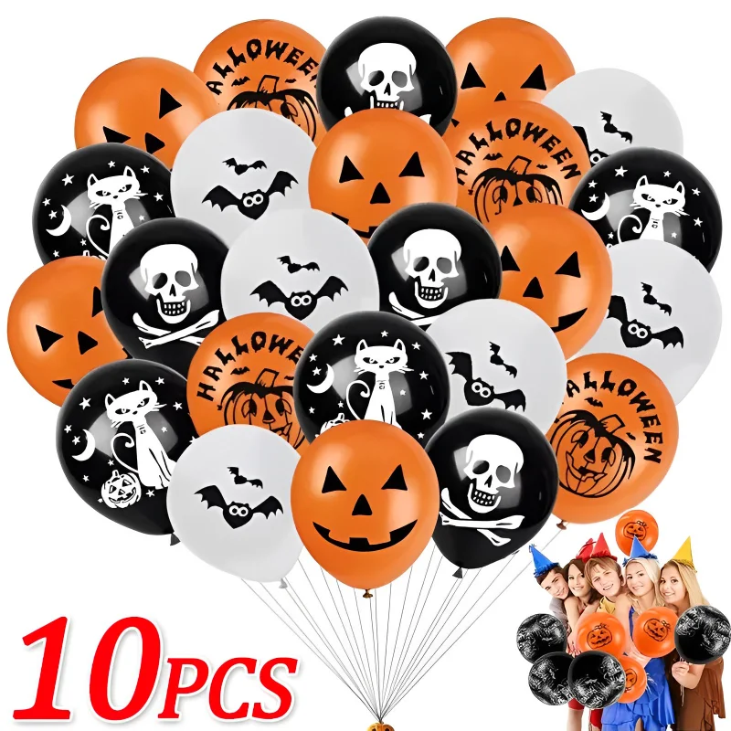 Halloween Party Balloon Dress Up Horror Halloween Event Decor Ghost Festival Pumpkin Bats Balloon Printing Funny Decor Balloons