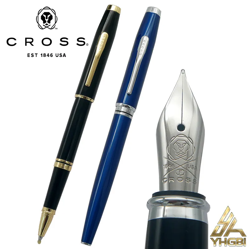 luxury-cross-coventry-at0666-fountain-pen-18k-gold-plated-nib-business-executive-gift-classic-black-blue-office-writing-pen