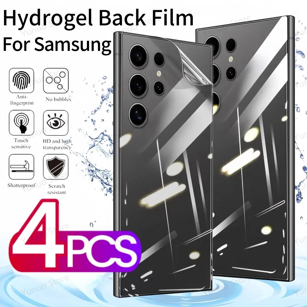 4PCS Hydrogel Back Film For Samsung Galaxy S23 S24 Ultra S22 S23 Plus S21FE FullCover Back Protective Film For Samsung S24Ultra