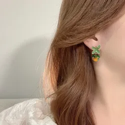 Trendy Glass Enamel Drop Earrings for Women Korean Fresh Lovely Personality Sweet Fruit Earring Jewelry Party Wedding Gifts