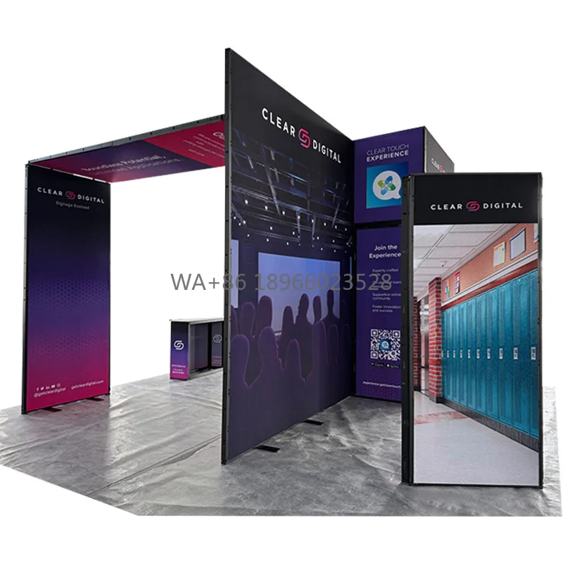 Cabine d'exposition modulaire personnalisée, 3.6m de hauteur, 20x20 6x6m, assemblage facile, exposition d'événements, île, stand d'exposition commerciale avec rangement