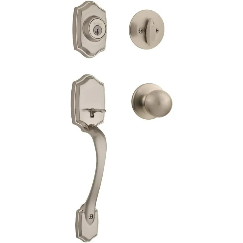 Belleview Front Door Lock Handle and Deadbolt Set, Entry Handleset Exterior with Interior Door Knob