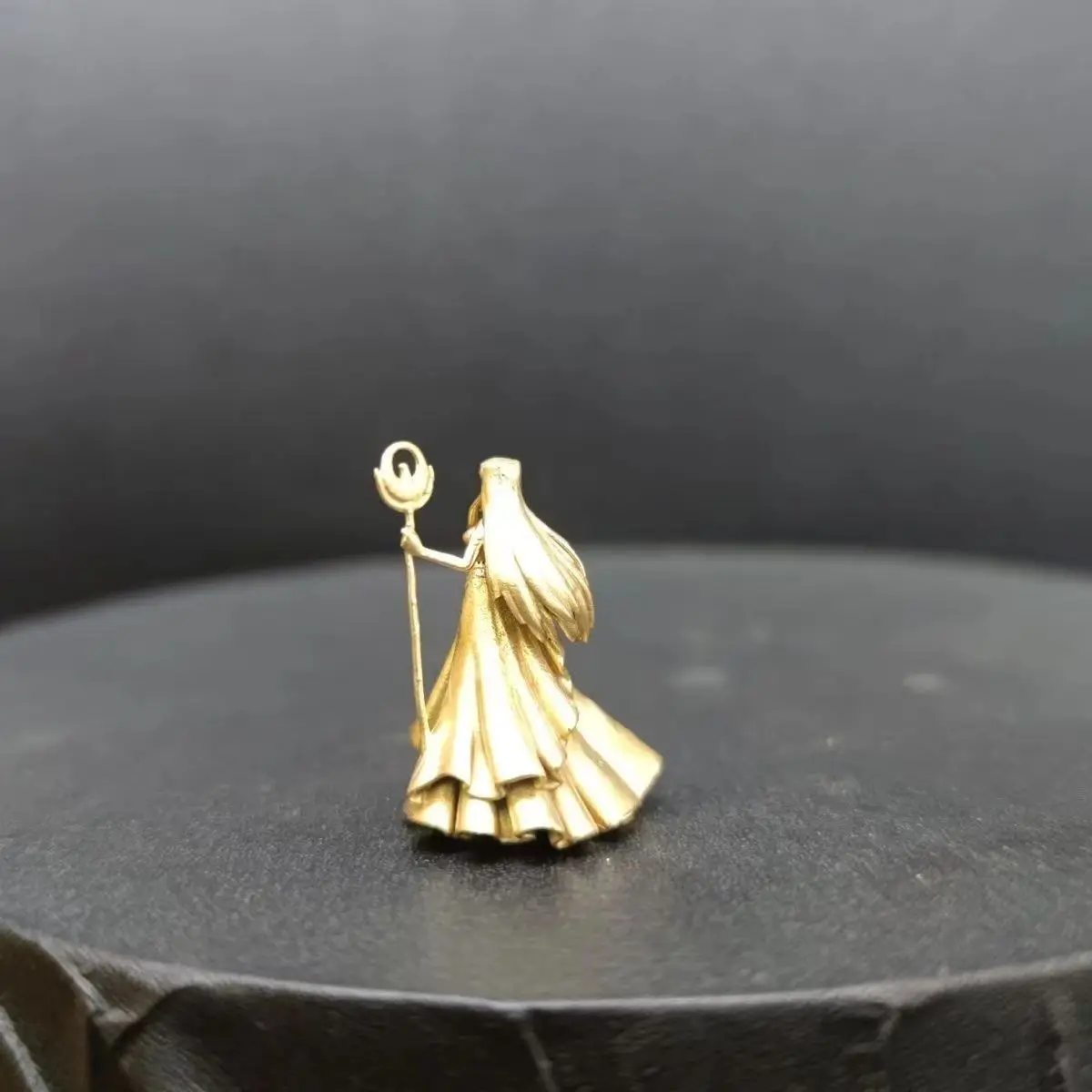 Brass Roman-Style Goddess Sculpture- Mini Mythological Decor with Scepter & Gown,Miniature Diorama