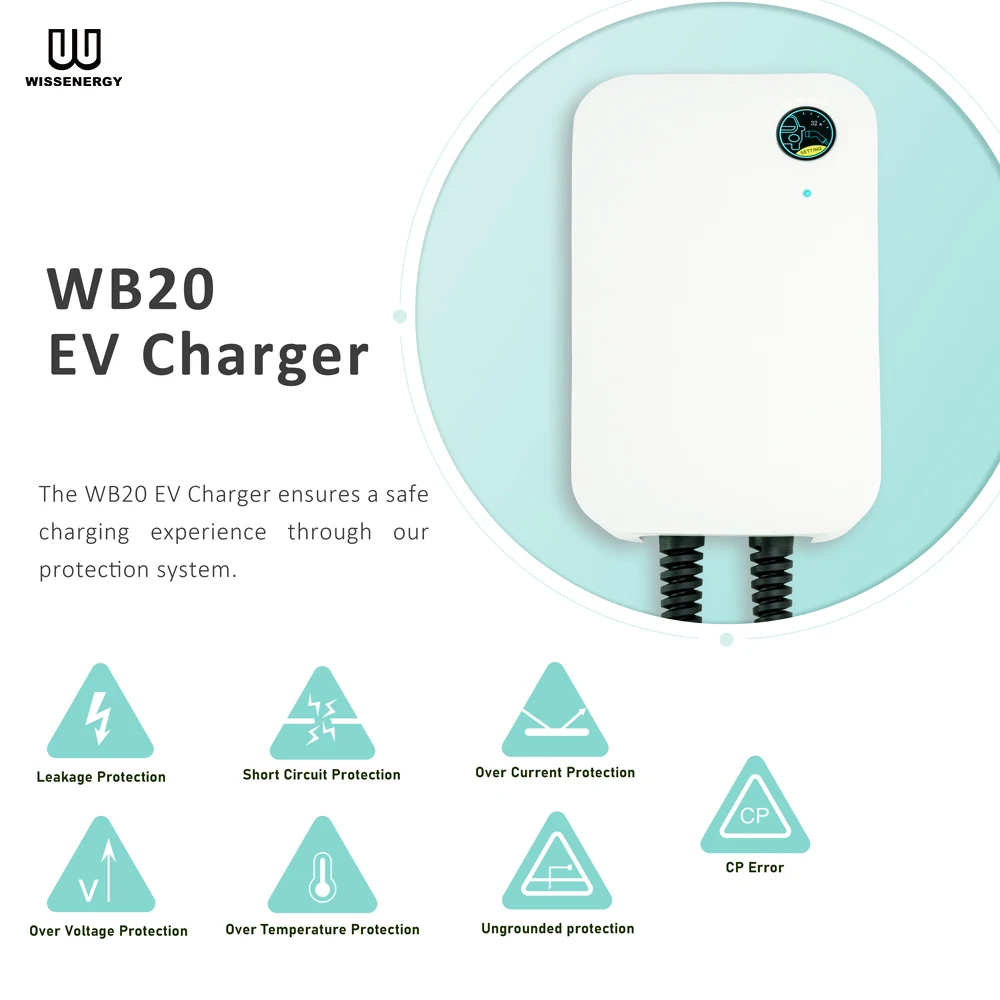 High Quality 22KW 32A RFID Level 2 Car Home EV Wall Charger With Charging Socket