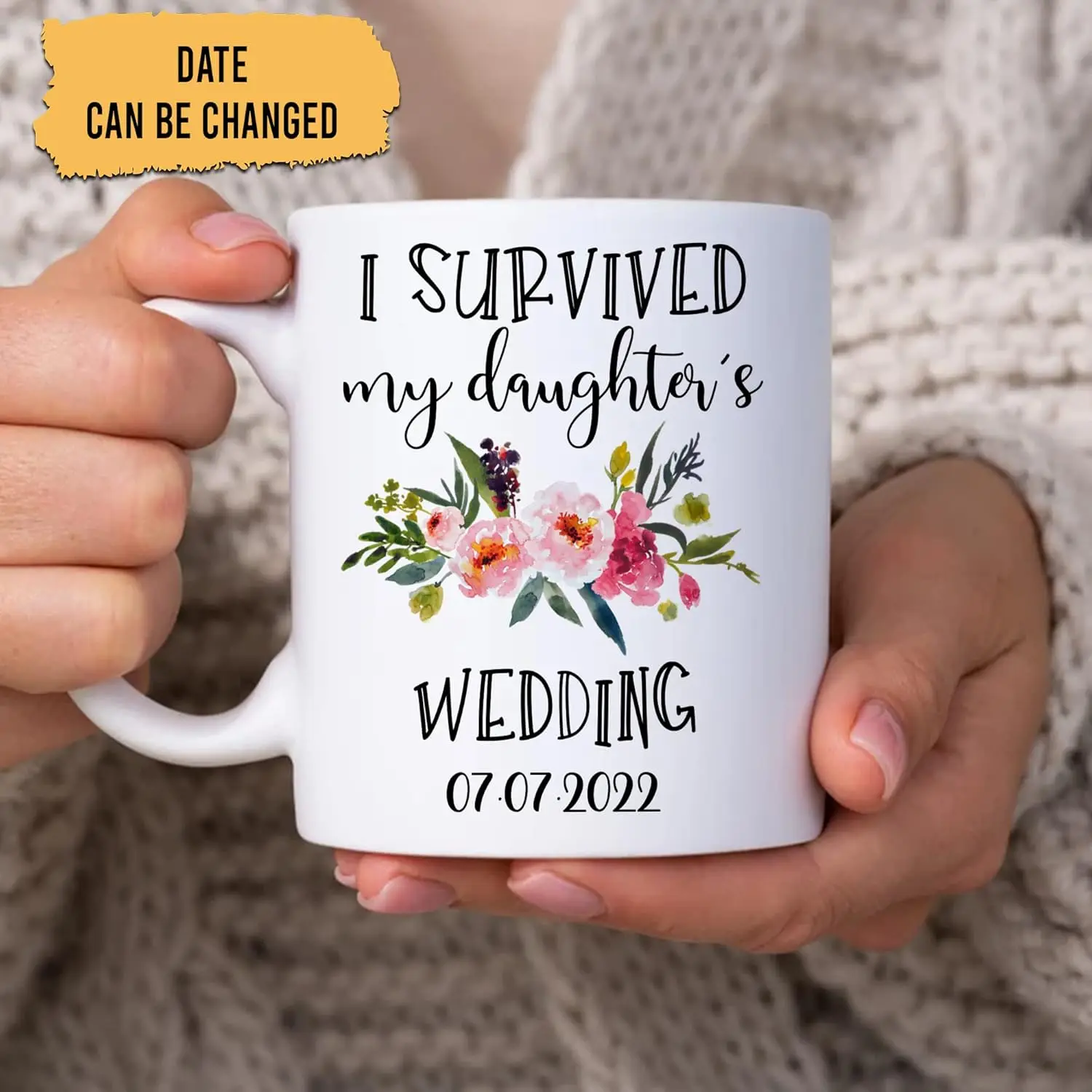 Personalized Funny Gifts for Mom from Daughter - Birthday Christmas -  Wedding Flower Custom Date 11oz White