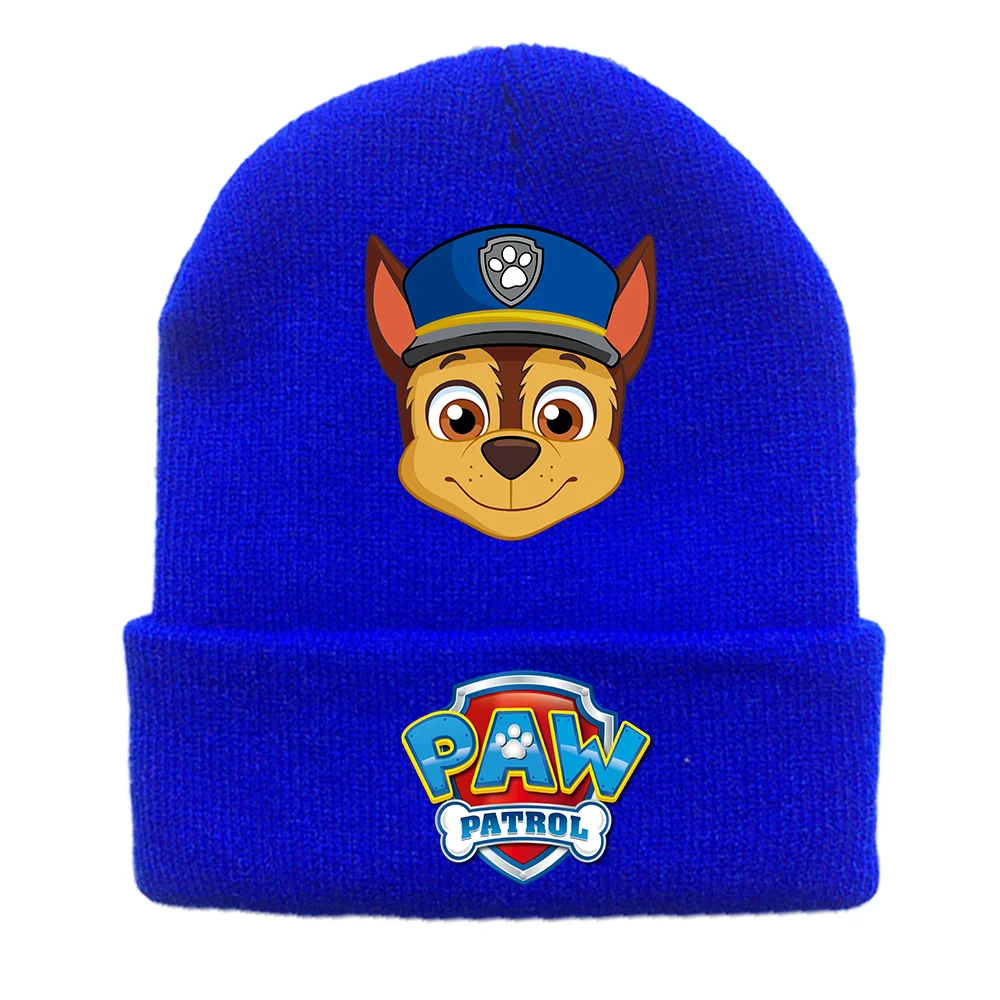 Paw Patrol Knitted Hat Chase Skye Cute Cartoon Fluorescent Headdress Boys & Girls Cold Cap Warm Hats Knitted Wool Birthday Gifts