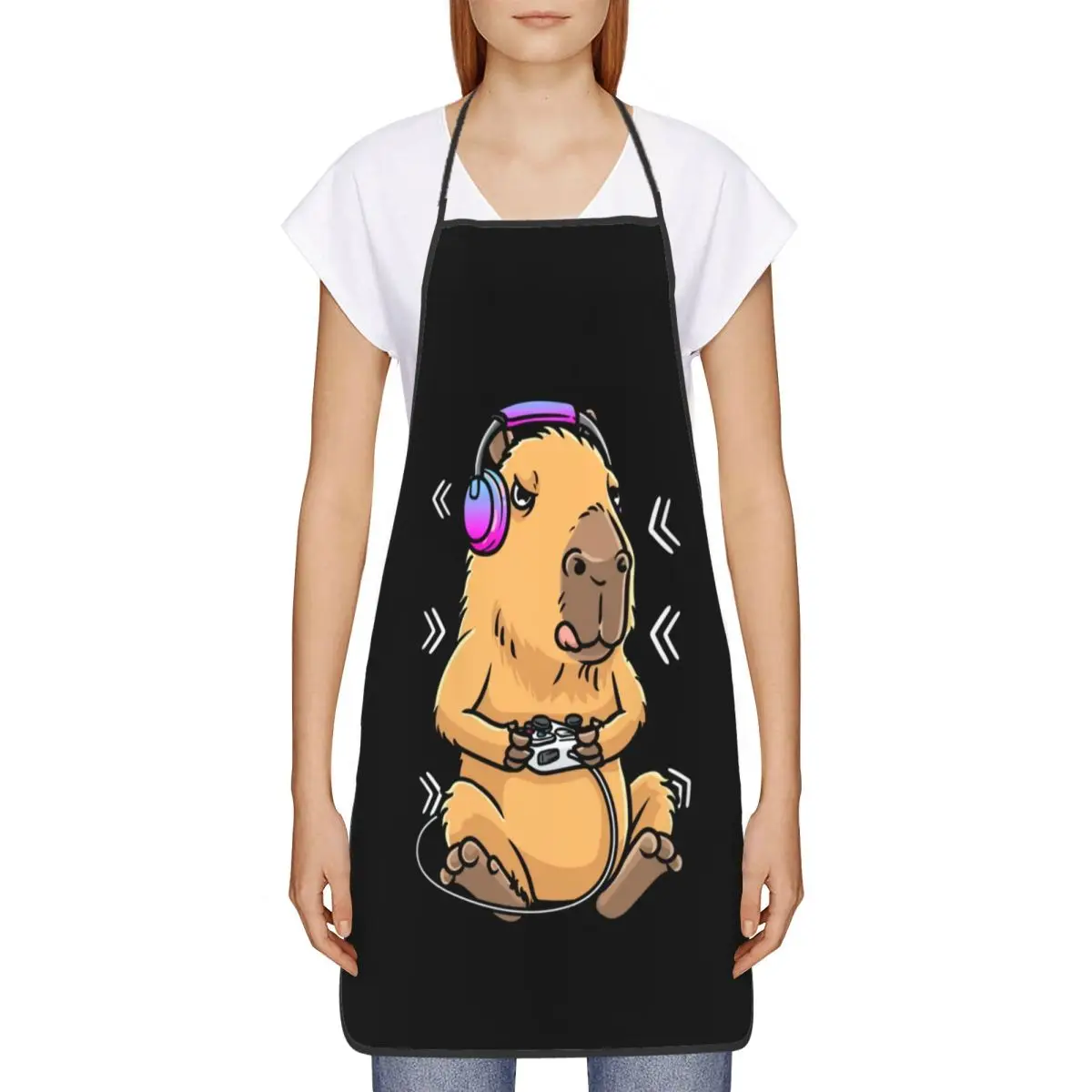 Unisex Capybara Gamer Gaming Bib Apron Adult Women Men Chef Tablier Cuisine for Cooking Kitchen Giant Cavy Rodent Gardening