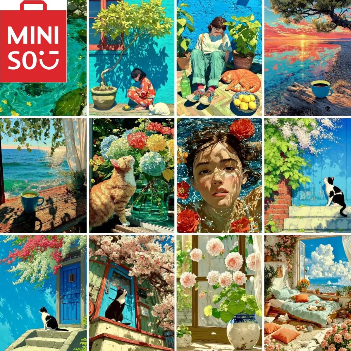

MINISO Oil Painting By Number Healing Landscape Freedom Home Decoration Painting Wall Bedroom Room Decor Gift Frameelss