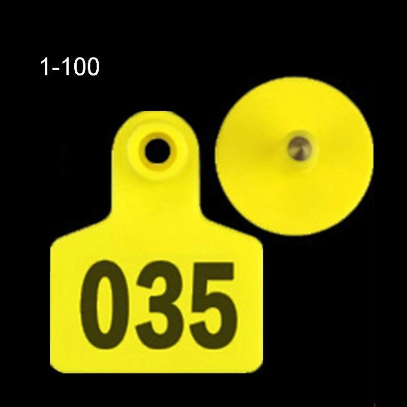 Plastic Livestock Ear Tags with 1-100 Series Numbers Farm Animal Identification Tags for Cattle Pig Sheep Pack of 100 Q5WC