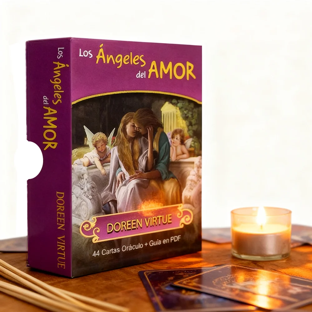 Los Ángeles del Amor – Cartas de Oráculo en Español, 44 Cartas de Tamaño Grande 120 × 87 mm (4.72 × 3.43 in), Caja Rígida Resistente