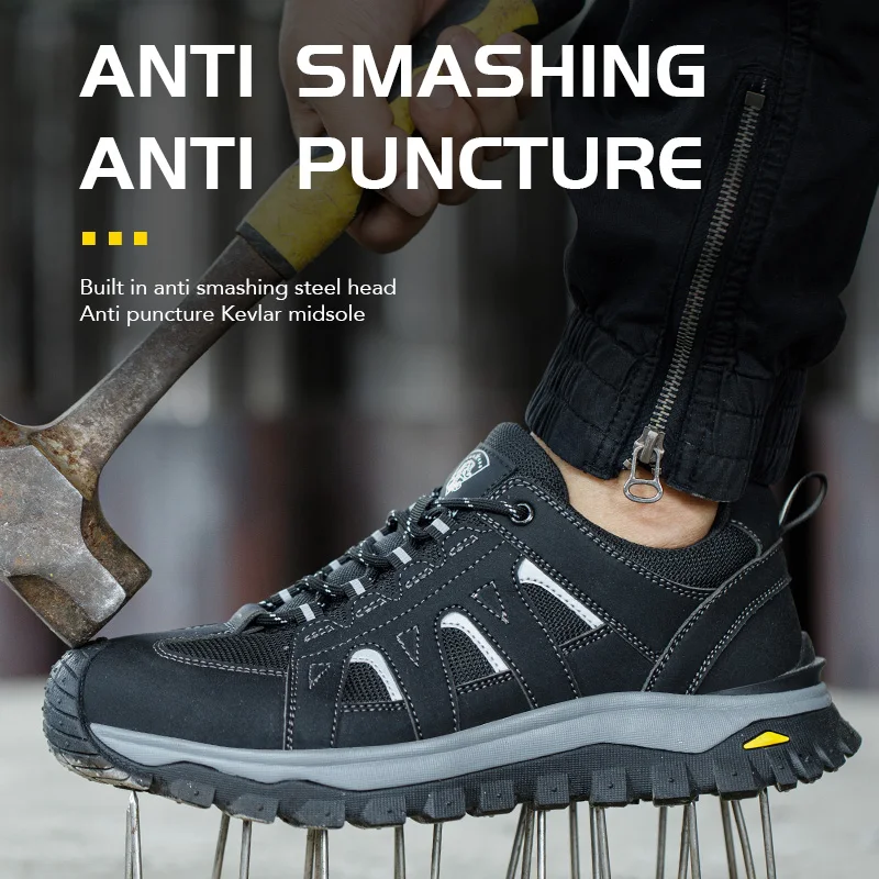Male Footwear Security Sneakers Steel Toe Cap Shoes For Men Work Boots Puncture-Proof Work Safety Shoes Protective Working Shoes