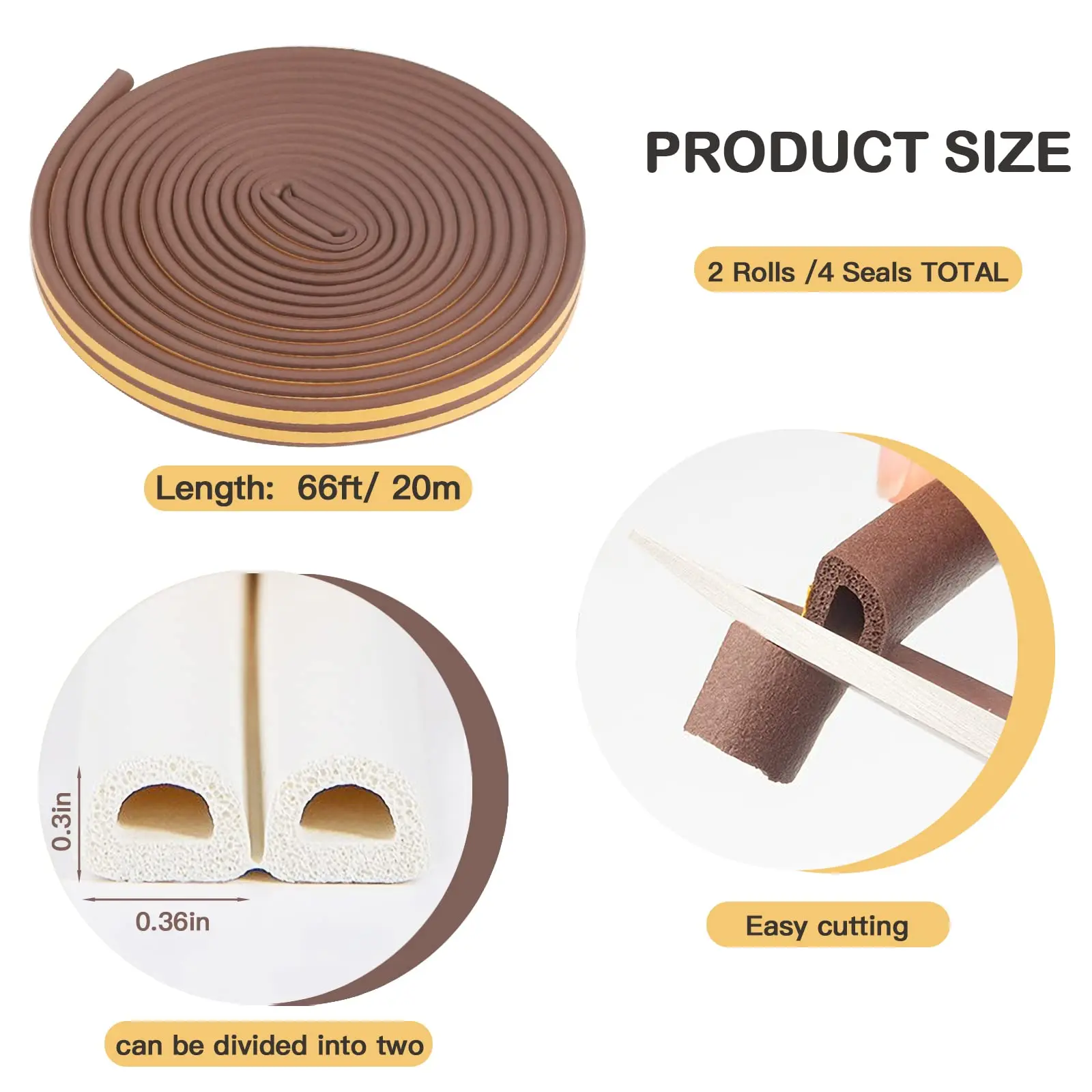 DIPE Window Weather Strip 3/6/10/20M Acoustic Foam Sealing Strip Door Noise Wind Blocker Anti-collision Draft Stopper Dustproof